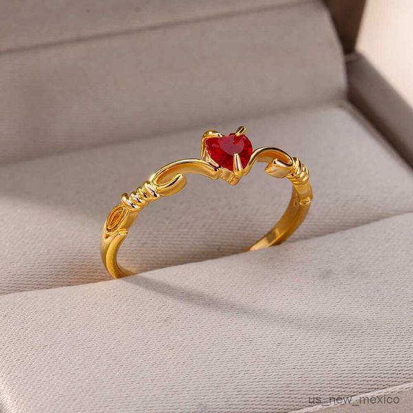band rings red zircon heart rings for women adjustable female stainless steel ring 2023 trending new in wedding jewelry r230719, Silver
band rings red zircon heart rings for women adjustable female stainless steel ring 2023 trending new in wedding jewelry r230719, Silver