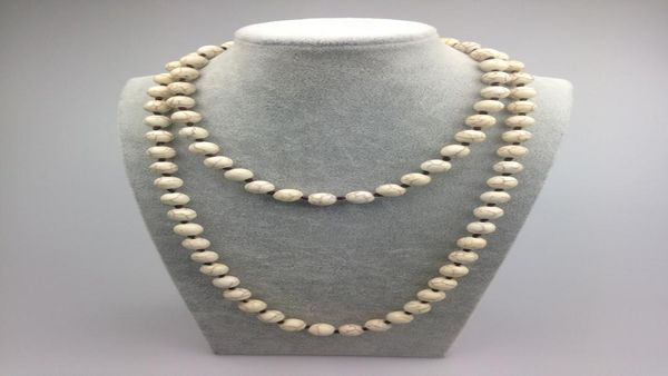 st0011 10mm white turquoise knot 42 inch long stone beads women necklace handmade jewelry3123850, Silver
st0011 10mm white turquoise knot 42 inch long stone beads women necklace handmade jewelry3123850, Silver