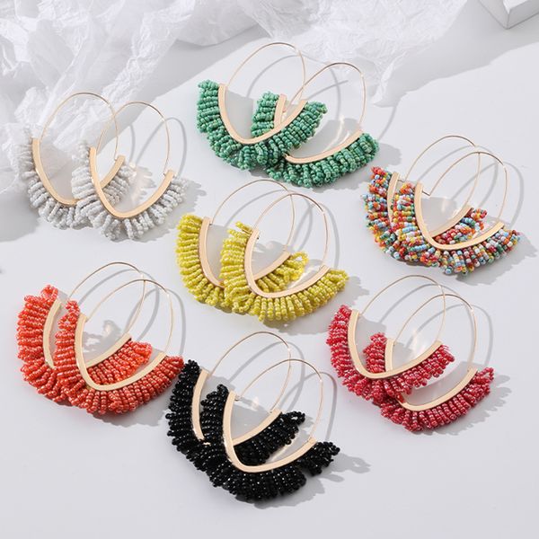 fashion handmade beads hoop earrings for women large beaded tassel drop earrings dangle beach bohemian jewelry statement gifts, Silver
fashion handmade beads hoop earrings for women large beaded tassel drop earrings dangle beach bohemian jewelry statement gifts, Silver
