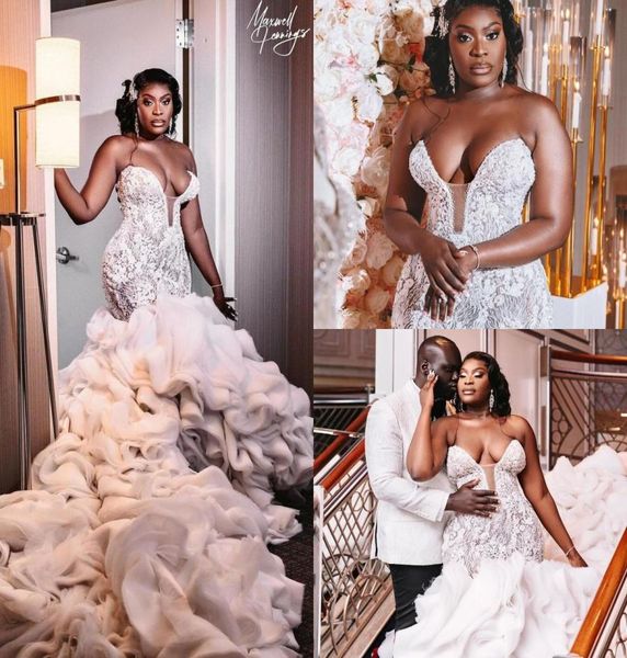 luxury mermaid wedding dresses bridal gown lace applique beaded illusion 2021 sleeveless chapel train custom made ruffles bride ve8323357, White
luxury mermaid wedding dresses bridal gown lace applique beaded illusion 2021 sleeveless chapel train custom made ruffles bride ve8323357, White