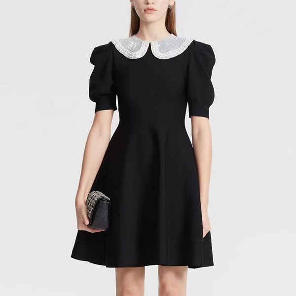 designer dress knitted skirt beaded decoration slim fit and age reducing versatile slim short sleeve dress for women, Black;gray
designer dress knitted skirt beaded decoration slim fit and age reducing versatile slim short sleeve dress for women, Black;gray