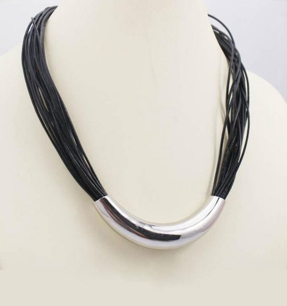 new fashion genuine leather women necklace with big stainless steel plain tube chokers necklaces gifts for valen1624267, Silver
new fashion genuine leather women necklace with big stainless steel plain tube chokers necklaces gifts for valen1624267, Silver
