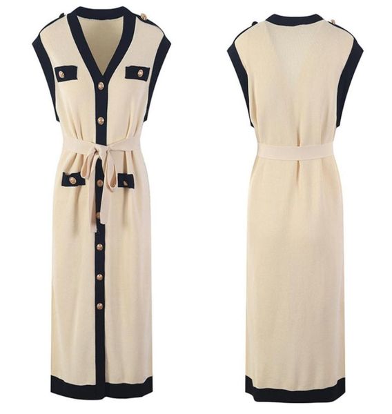 619 2021 milan runway dress spring summer dress v neck kint sleeveless brand same style empire womens dress fashion y5516983, Black
619 2021 milan runway dress spring summer dress v neck kint sleeveless brand same style empire womens dress fashion y5516983, Black