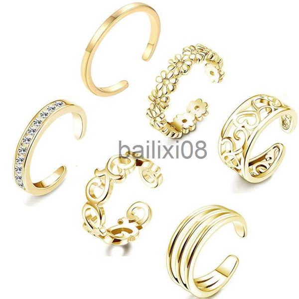 band rings 6pcs/set gold color adjustable toe ring simple open ring set women knuckle stkable open band hawaiian beh foot jewelry j230719, Silver
band rings 6pcs/set gold color adjustable toe ring simple open ring set women knuckle stkable open band hawaiian beh foot jewelry j230719, Silver