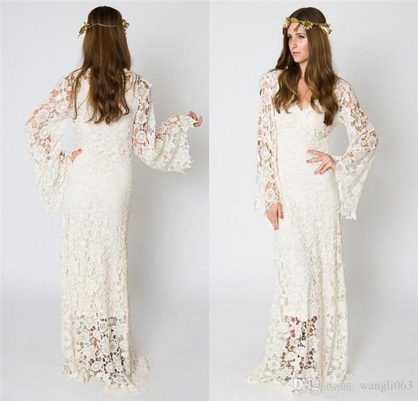 vintage bohemian beach wedding dresses bell sleeves lace crochet hippie wedding dress floor length boho bridal gowns1655052, White
vintage bohemian beach wedding dresses bell sleeves lace crochet hippie wedding dress floor length boho bridal gowns1655052, White