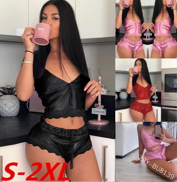 women spaghetti strap silk lace v neck sleepwear set bow summer femms crop pajamas lady drawstring nightwear2127896, Black;red
women spaghetti strap silk lace v neck sleepwear set bow summer femms crop pajamas lady drawstring nightwear2127896, Black;red