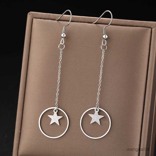 charm stainless steel earrings round pressed sand elegant star fashion tassel pendant earrings for women jewelry wedding girls party r230719, Golden
charm stainless steel earrings round pressed sand elegant star fashion tassel pendant earrings for women jewelry wedding girls party r230719, Golden