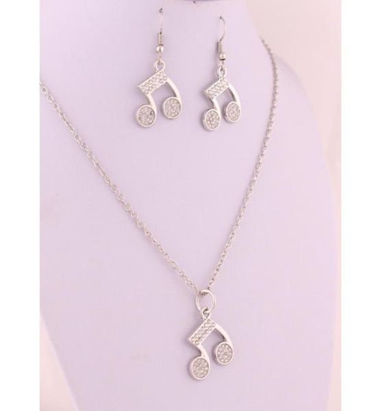 earrings and necklace music musical note symbols studded with shiny clear crystal charm pendent jewelry set4913881, Silver
earrings and necklace music musical note symbols studded with shiny clear crystal charm pendent jewelry set4913881, Silver
