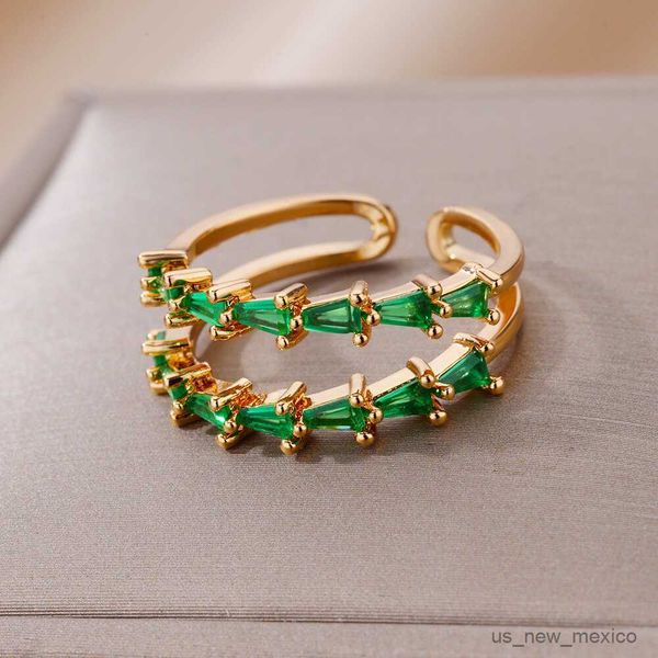 band rings luxury green zircon rings for women double layers adjustable stainless steel ring new in wedding jewelry r230719, Silver
band rings luxury green zircon rings for women double layers adjustable stainless steel ring new in wedding jewelry r230719, Silver