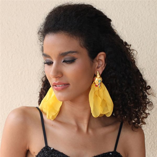 handmade fabric flower conch long earrings female original design personality exaggerated fashion women's drop earrings bohemian, Silver
handmade fabric flower conch long earrings female original design personality exaggerated fashion women's drop earrings bohemian, Silver