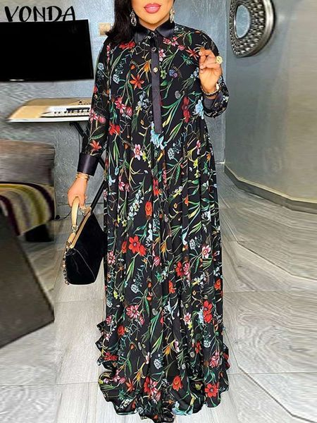 women's plus size t shirt vonda bohemian dress robe women long sleeve floral printed shirt maxi sundress 2023 autumn lapel button party, Black
women's plus size t shirt vonda bohemian dress robe women long sleeve floral printed shirt maxi sundress 2023 autumn lapel button party, Black