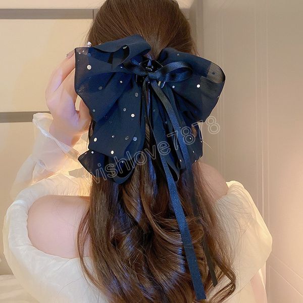 chiffon bow circular sequin tassel hair claws for women french luxury grip clip personalized versatile hair accessories, Golden;silver
chiffon bow circular sequin tassel hair claws for women french luxury grip clip personalized versatile hair accessories, Golden;silver