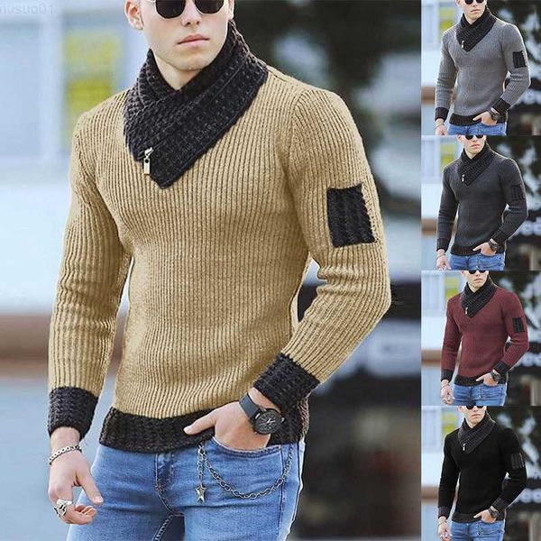 men's sweaters autumn and winter new men's casual stitching knitted pullover turtleneck sweater l230719, White;black
men's sweaters autumn and winter new men's casual stitching knitted pullover turtleneck sweater l230719, White;black