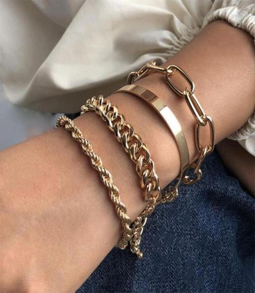 link chain 4pcs punk cuban bracelets set for women boho thick gold color charm bangles fashion jewelry4643190, Black
link chain 4pcs punk cuban bracelets set for women boho thick gold color charm bangles fashion jewelry4643190, Black