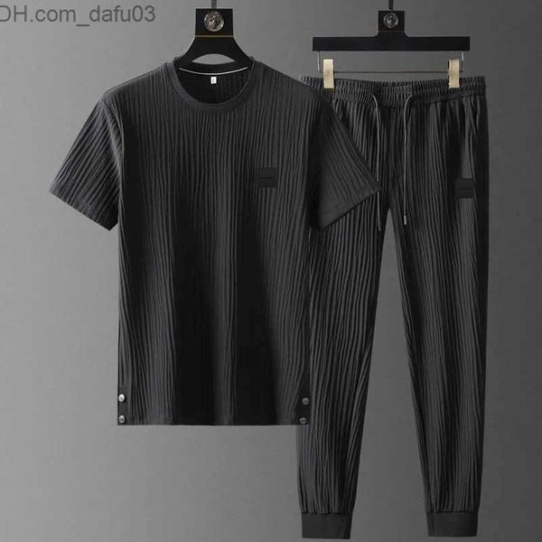 men's sleepwear new summer silk casual sportswear men's pleated thin t-shirt+trousers two-piece men's high-quality breathable, Black;brown
men's sleepwear new summer silk casual sportswear men's pleated thin t-shirt+trousers two-piece men's high-quality breathable, Black;brown