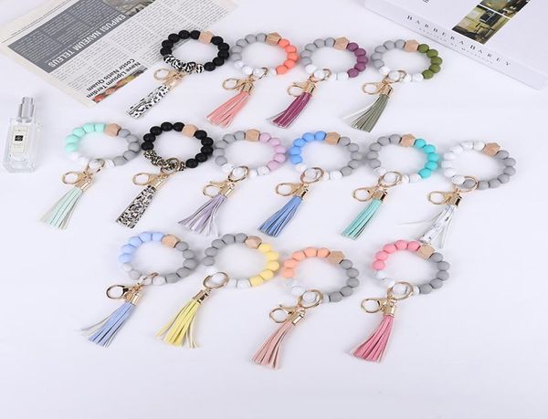 beaded strands keyring women leather tassel bangle key chain wooden silicone bead wristlet keychain1846686, Black
beaded strands keyring women leather tassel bangle key chain wooden silicone bead wristlet keychain1846686, Black