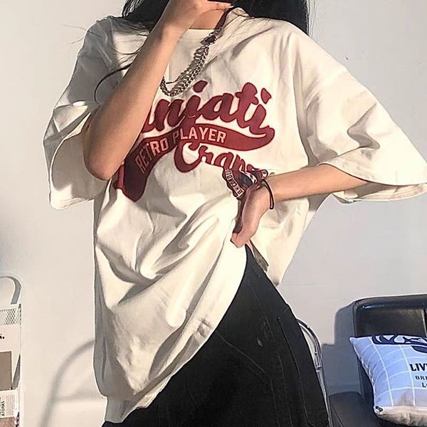womens tshirt american retro womens short sleeved tshirt summer loose korean version ins harajuku half sleeved y2k aesthetic 230718, White
womens tshirt american retro womens short sleeved tshirt summer loose korean version ins harajuku half sleeved y2k aesthetic 230718, White