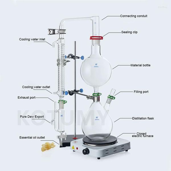 Image of 1000mL/2000mL Essential Oil Steam Distillation Apparatus Hydrosol Equipment Water Distiller Machine