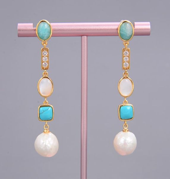 guaiguai jewelry white keshi pearl shell blue turquoise amazonite drop stud earrings handmade for women real gems stone lady fashi4409793, Silver
guaiguai jewelry white keshi pearl shell blue turquoise amazonite drop stud earrings handmade for women real gems stone lady fashi4409793, Silver