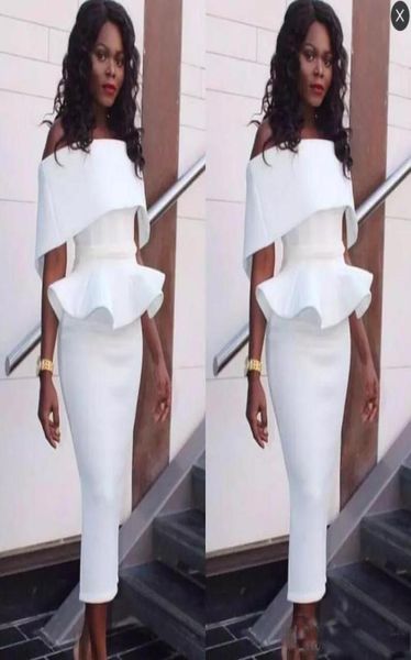 white elegant mermaid cocktail dresses tea length peplum ruffles off shoulder evening party gown south african women wear6571007, Black
white elegant mermaid cocktail dresses tea length peplum ruffles off shoulder evening party gown south african women wear6571007, Black