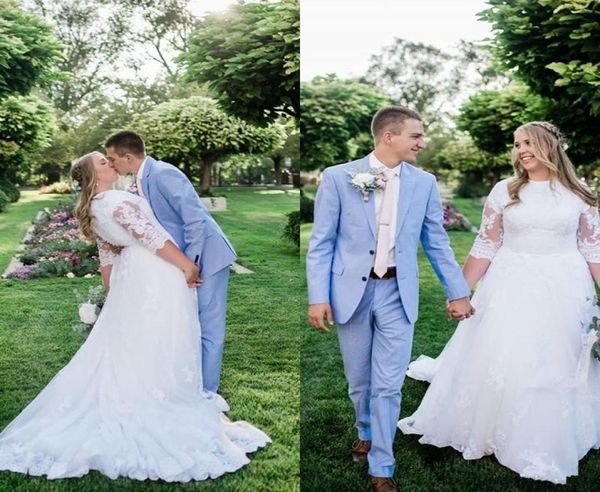 plus size lace wedding dresses half sleeve jewel neck a line sweep train modest design 2020 spring bridal gowns custom made3867877, White
plus size lace wedding dresses half sleeve jewel neck a line sweep train modest design 2020 spring bridal gowns custom made3867877, White