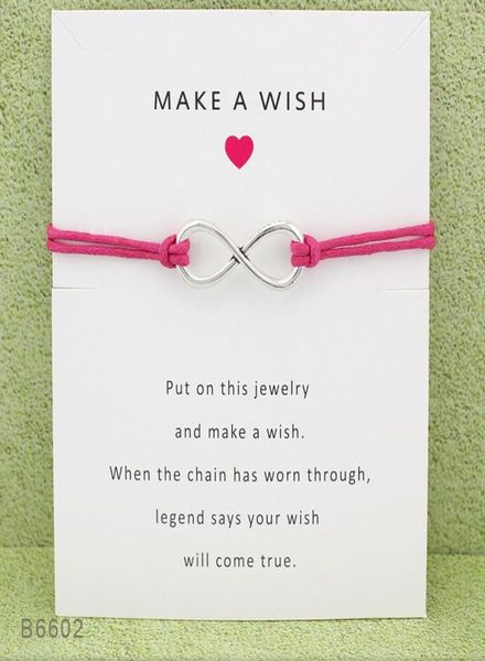 new infinity wish wrap bracelets with gift card make a wish charm wax rope wristband for women men fashion jewelry gift3006808, Golden;silver
new infinity wish wrap bracelets with gift card make a wish charm wax rope wristband for women men fashion jewelry gift3006808, Golden;silver