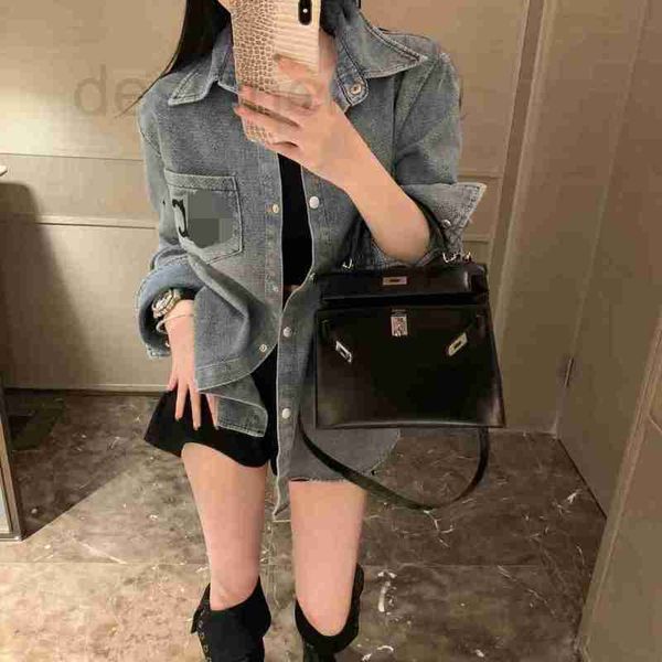 women's blouses & shirts designer letter embroidered denim shirt coat casual loose sunscreen 23 summer new wsox, White
women's blouses & shirts designer letter embroidered denim shirt coat casual loose sunscreen 23 summer new wsox, White