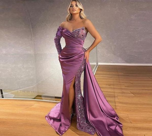 purple one shoulder long sleeves mermaid evening dresses side slit beaded sequins sweep train formal prom gowns7186080, Black;red
purple one shoulder long sleeves mermaid evening dresses side slit beaded sequins sweep train formal prom gowns7186080, Black;red