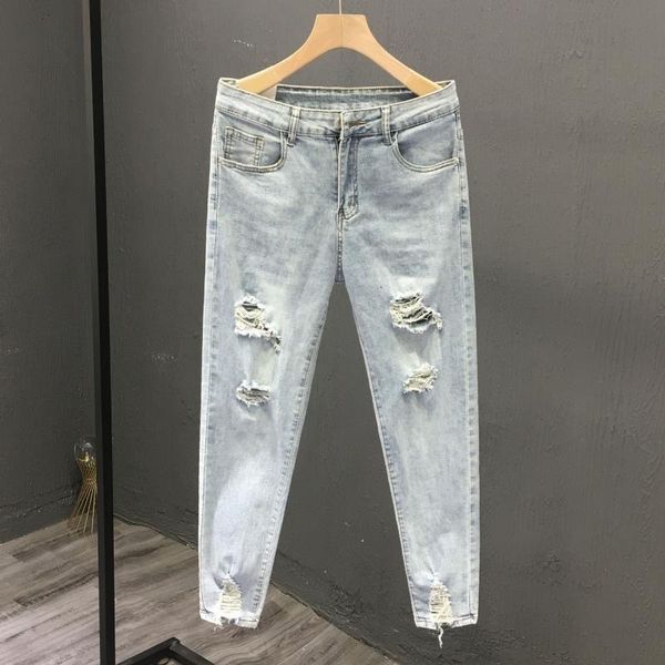 men s jeans 2023 spring and autumn fashion solid color ripped casual comfort elastic small foot pants 230718, Blue
men s jeans 2023 spring and autumn fashion solid color ripped casual comfort elastic small foot pants 230718, Blue