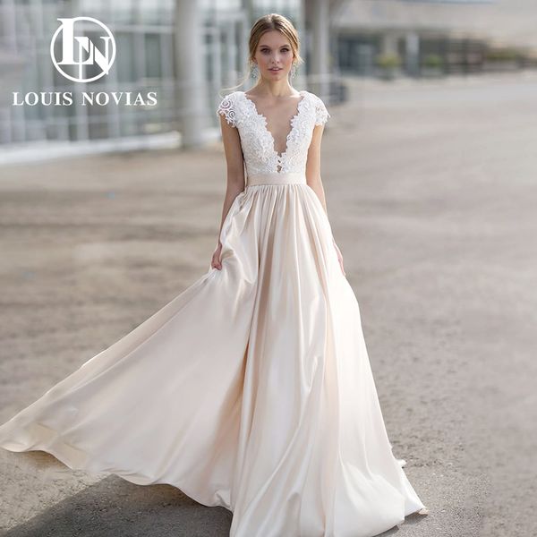 classy a-line wedding dress 2023 deep v-neck short sleeve pleats sash flowy satin dress for bride vestidos de novia, White
classy a-line wedding dress 2023 deep v-neck short sleeve pleats sash flowy satin dress for bride vestidos de novia, White