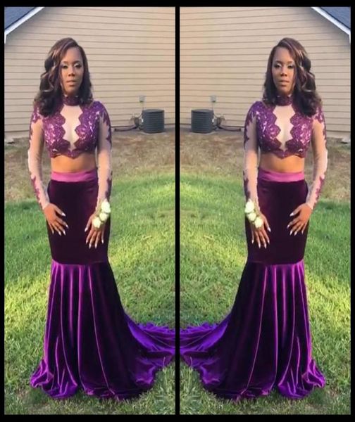 2018 two piece prom dresses long sleeve purple velvet evening dress long evening gowns lace party dress5331009, Black
2018 two piece prom dresses long sleeve purple velvet evening dress long evening gowns lace party dress5331009, Black