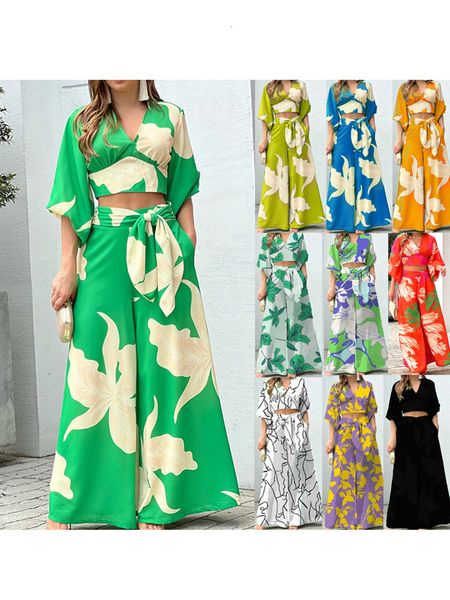 women's two piece pants european and american women's print casual set v-neck lantern sleeves short sleeve high waist wide leg pan, White
women's two piece pants european and american women's print casual set v-neck lantern sleeves short sleeve high waist wide leg pan, White