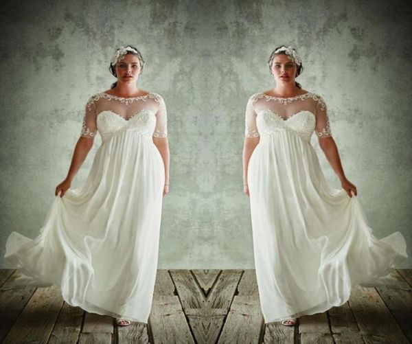 2020 new plus size wedding dresses with half sleeves sheer jewel neck a line lace appliqued bridal gowns chiffon empire waist wedd3134904, White
2020 new plus size wedding dresses with half sleeves sheer jewel neck a line lace appliqued bridal gowns chiffon empire waist wedd3134904, White