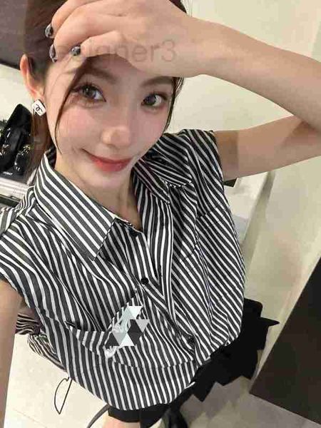 women's blouses & shirts designer contrasting striped polo collar women's sleeveless vest pure cotton shirt letter embroidered sho, White
women's blouses & shirts designer contrasting striped polo collar women's sleeveless vest pure cotton shirt letter embroidered sho, White