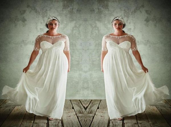 2020 new plus size wedding dresses with half sleeves sheer jewel neck a line lace appliqued bridal gowns chiffon empire waist wedd4368183, White
2020 new plus size wedding dresses with half sleeves sheer jewel neck a line lace appliqued bridal gowns chiffon empire waist wedd4368183, White
