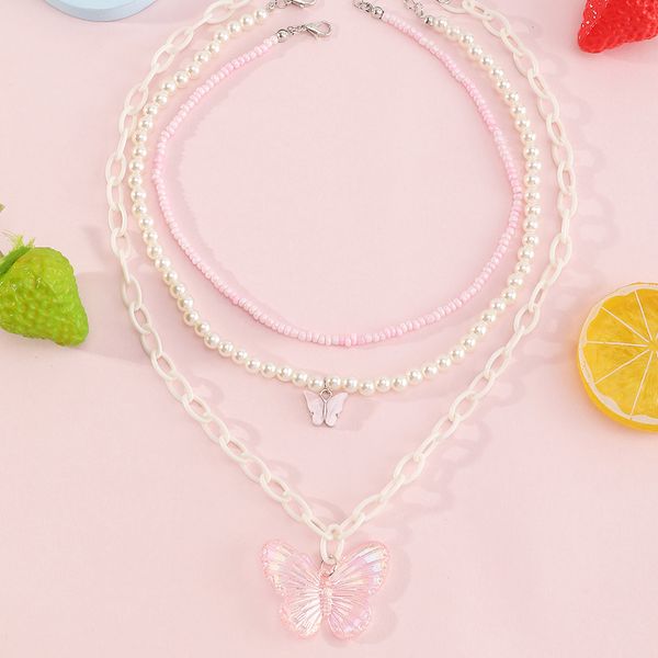 versatile pink girls' necklace butterfly pearl rice pearl necklace set temperament necklace spring/summer style, Silver
versatile pink girls' necklace butterfly pearl rice pearl necklace set temperament necklace spring/summer style, Silver