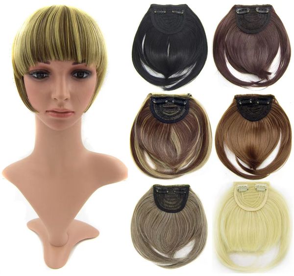 

new 32 colors short front neat bangs synthetic hair fringe bang hairpiece clip in front hair extension straight, Black