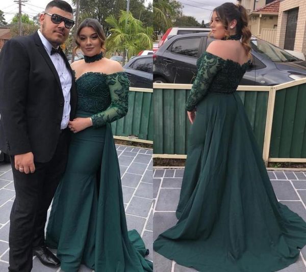 plus size hunter green mermaid prom dresses high neck long sleeve illusion bodice appliques beads long formal evening gowns see th3107894, Black
plus size hunter green mermaid prom dresses high neck long sleeve illusion bodice appliques beads long formal evening gowns see th3107894, Black