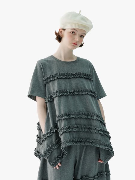women's t shirt imakokoni original 2023 summer heavy flower grey round neck knitted lace short sleeve t shirt women 234143 230718, White
women's t shirt imakokoni original 2023 summer heavy flower grey round neck knitted lace short sleeve t shirt women 234143 230718, White