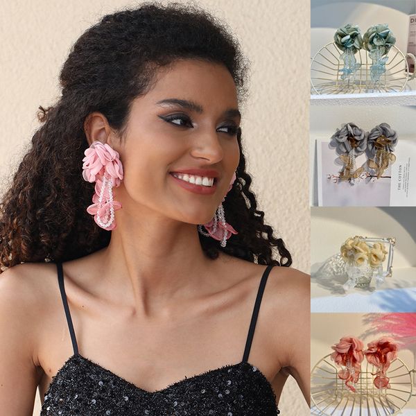 new statement fabric flower drop earrings bohemian handmade jewelry vintage fashion exaggerated crystal long tassel big earrings, Silver
new statement fabric flower drop earrings bohemian handmade jewelry vintage fashion exaggerated crystal long tassel big earrings, Silver