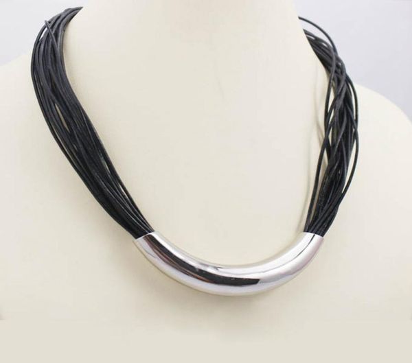 new fashion genuine leather women necklace with big stainless steel plain tube chokers necklaces gifts for valen6033185, Silver
new fashion genuine leather women necklace with big stainless steel plain tube chokers necklaces gifts for valen6033185, Silver