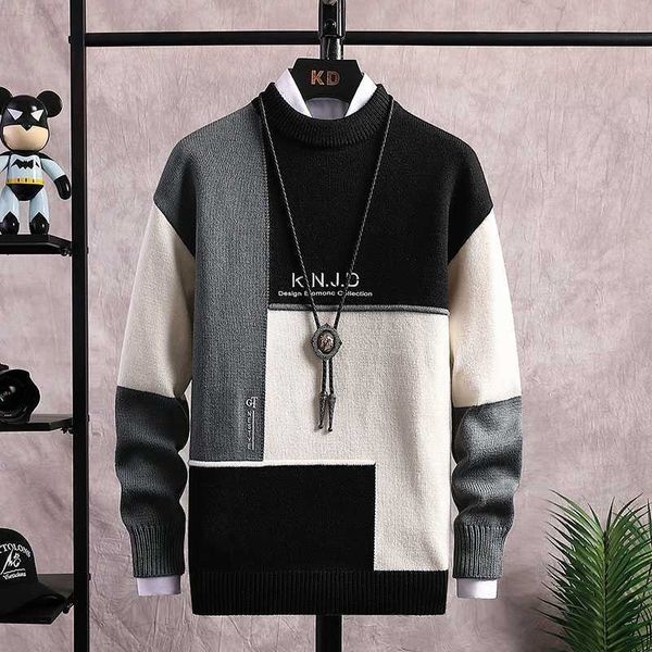 men's sweaters 2021 autumn and winter warm sweater men's casual slim o-neck pullover fashion splicing sweater knitted sweater men, White;black
men's sweaters 2021 autumn and winter warm sweater men's casual slim o-neck pullover fashion splicing sweater knitted sweater men, White;black