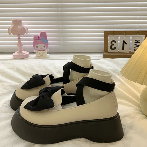 dress shoes mix color bow thick platform mary janes women lovely round toe non-slip flats woman ankle strap pu leather lolita shoes pumps 23, Black
dress shoes mix color bow thick platform mary janes women lovely round toe non-slip flats woman ankle strap pu leather lolita shoes pumps 23, Black