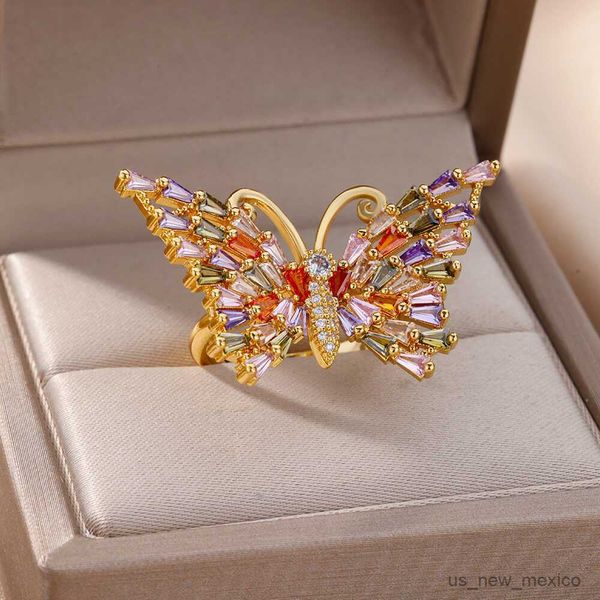 band rings colorful zircon butterfly rings for women adjustable stainless steel ring new design crystal wedding jewelry 2023 r230804, Silver
band rings colorful zircon butterfly rings for women adjustable stainless steel ring new design crystal wedding jewelry 2023 r230804, Silver