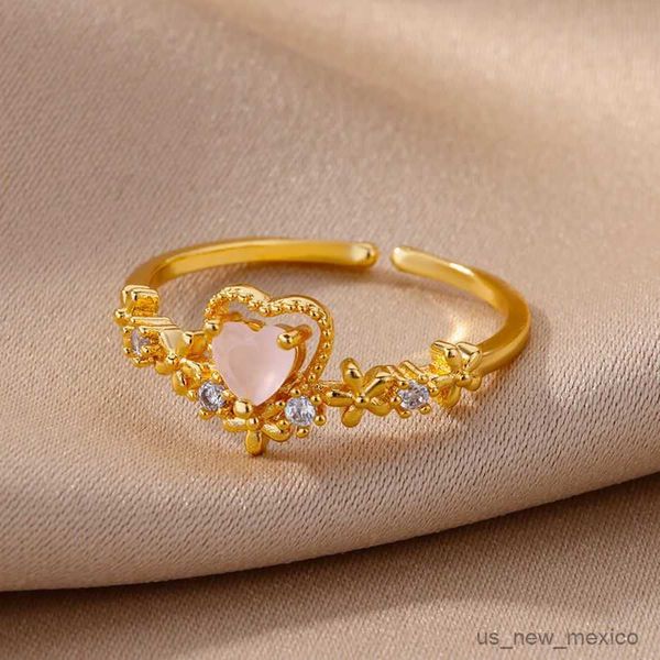band rings pink love heart rings for women gold color stainless steel adjustable wedding ring fashion jewelry gift mujer r230719, Silver
band rings pink love heart rings for women gold color stainless steel adjustable wedding ring fashion jewelry gift mujer r230719, Silver