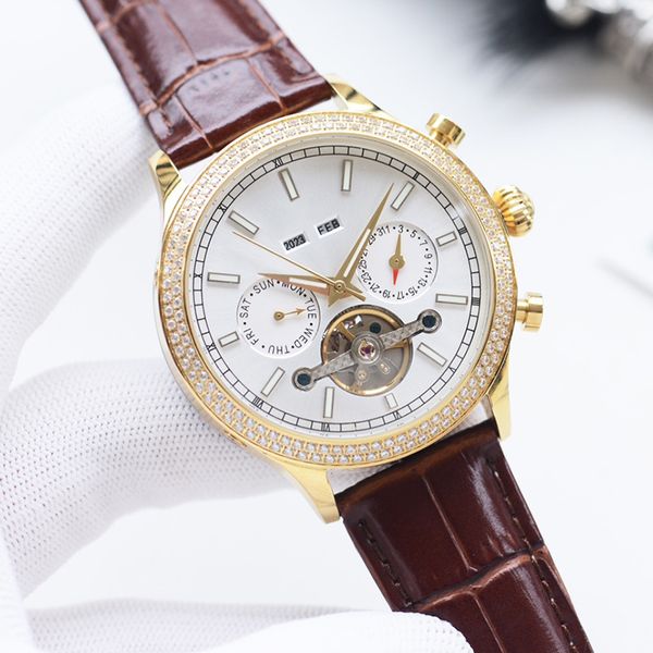 watch mens watch automatic mechanical watches leather strap waterproof montre de luxe 42mm tourbillon, Slivery;brown
watch mens watch automatic mechanical watches leather strap waterproof montre de luxe 42mm tourbillon, Slivery;brown
