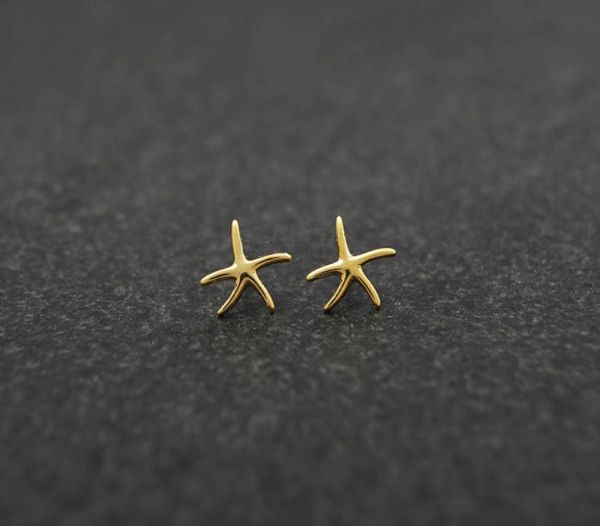 fashion starfish stud earrings zinc alloy silver plated stud earring marine biological stud earrings for women whole1257215, Golden;silver