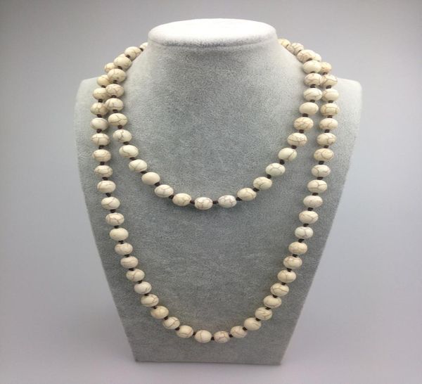 st0011 10mm white turquoise knot 42 inch long stone beads women necklace handmade jewelry4735787, Silver
st0011 10mm white turquoise knot 42 inch long stone beads women necklace handmade jewelry4735787, Silver