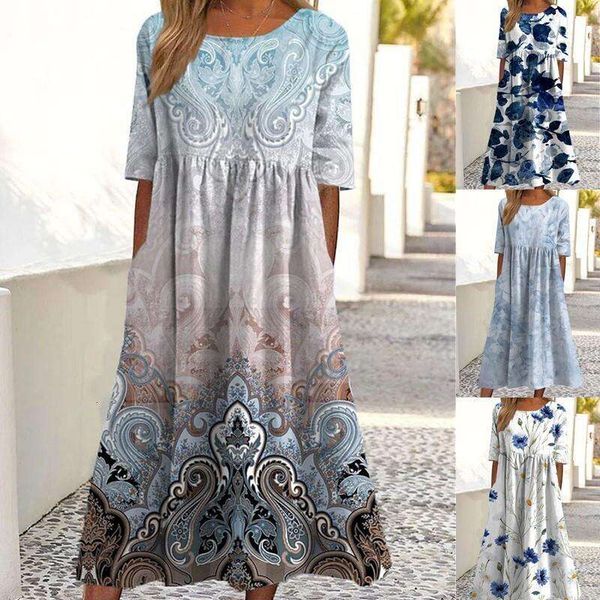 summer womens fashion loose floral print round necklace short sleeve pocket dress, Black;gray
summer womens fashion loose floral print round necklace short sleeve pocket dress, Black;gray