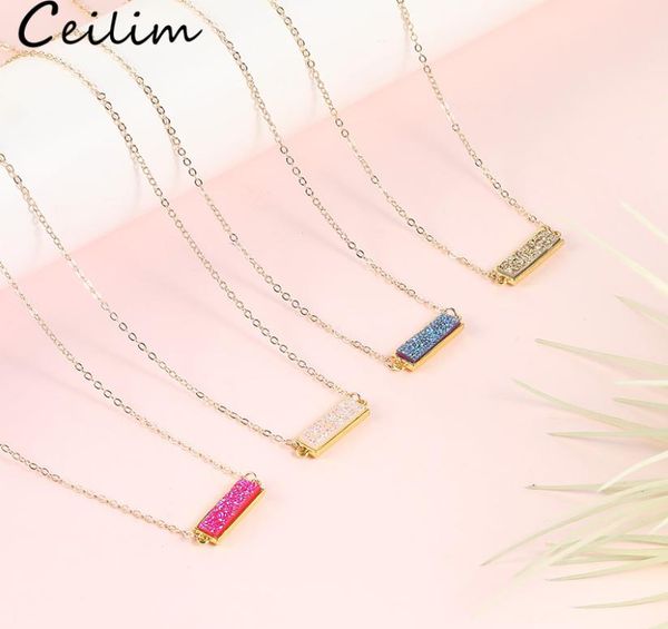 new fashion resin druzy necklace for women gold plated chain statement colorful rectangle stone pendant choker necklace jewelry wh4749328, Silver
new fashion resin druzy necklace for women gold plated chain statement colorful rectangle stone pendant choker necklace jewelry wh4749328, Silver